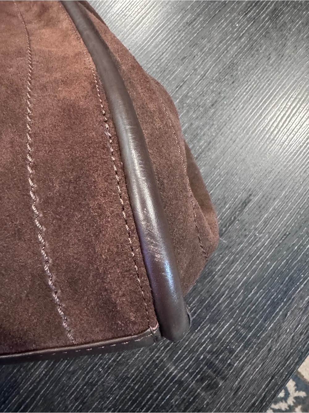 Women's Suede Tote Bag in Dark Brown - Picture 14 of 14